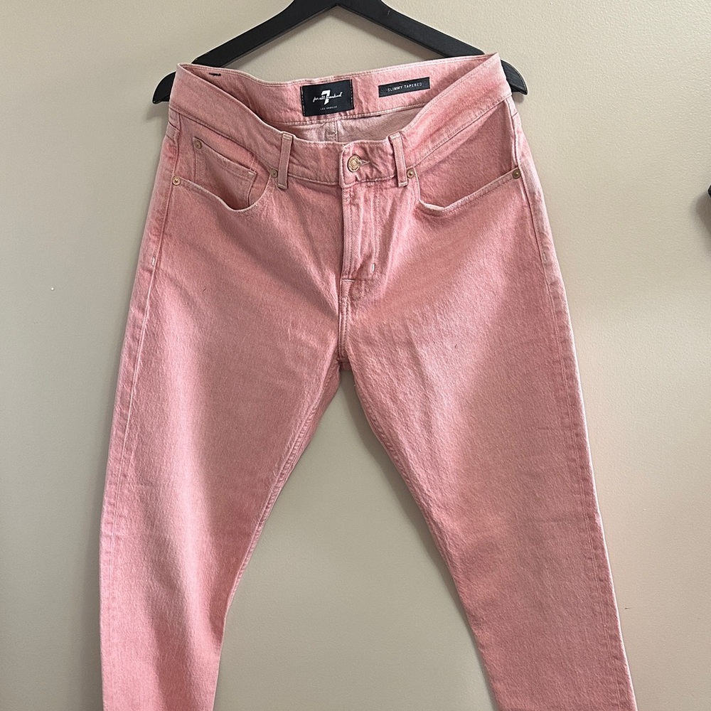 7 For All Mankind Men's Light Pink Slimmy Tapered Jeans Modern Slim